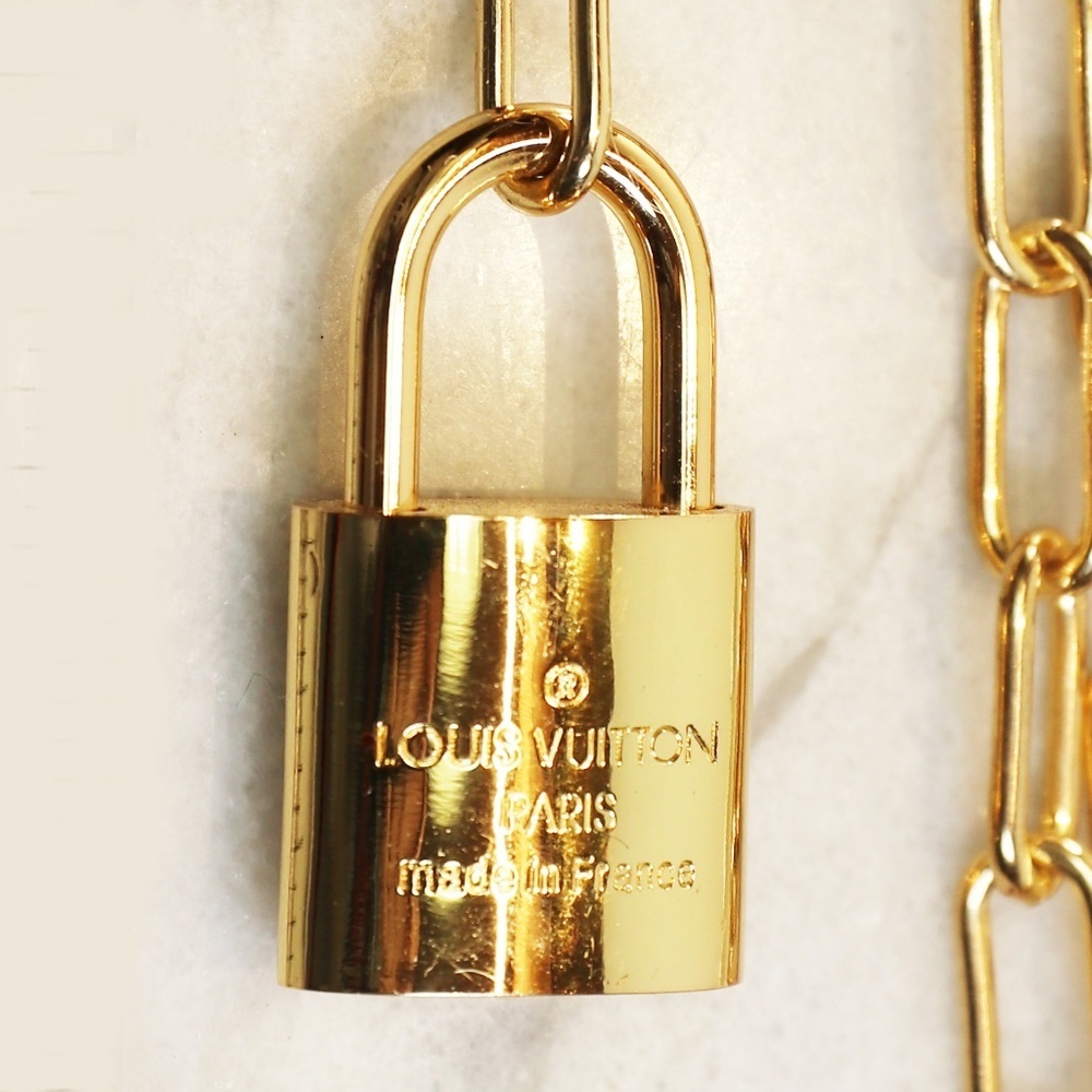 Louis Vuitton Lock Necklace with Gold Tone Chain - Picture 3 of 16